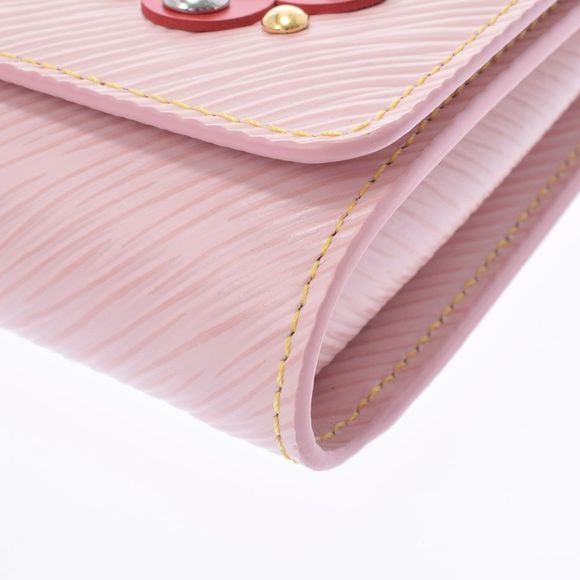 Louis Vuitton Epi Portefeuille Twist Chain Rose Ballerina Chain Wallet Shindo - Picture 7 of 11